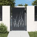 FURTKA OGRODOWA ANTRACYTOWA 105X155CM STAL MOTYW TRAWY
