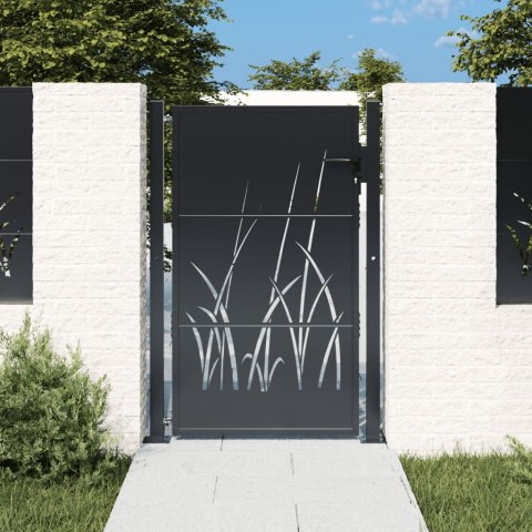 FURTKA OGRODOWA ANTRACYTOWA 105X155CM STAL MOTYW TRAWY