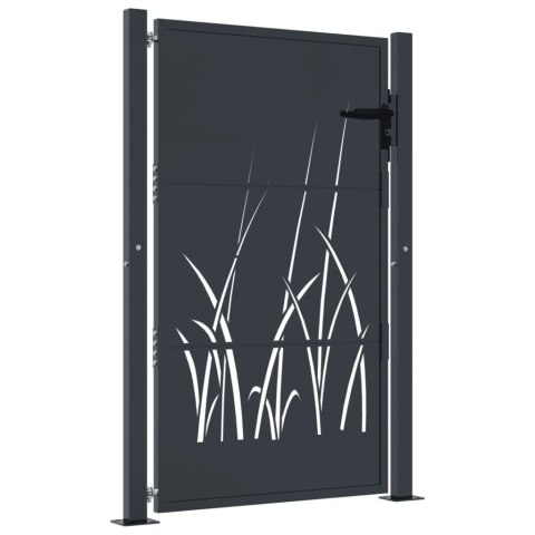 FURTKA OGRODOWA ANTRACYTOWA 105X155CM STAL MOTYW TRAWY