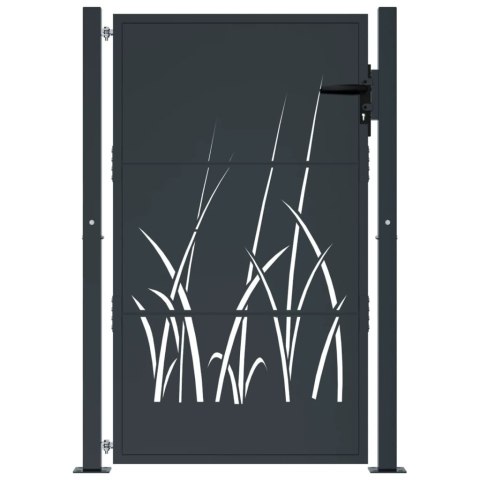 FURTKA OGRODOWA ANTRACYTOWA 105X155CM STAL MOTYW TRAWY