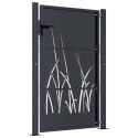 FURTKA OGRODOWA ANTRACYTOWA 105X155CM STAL MOTYW TRAWY