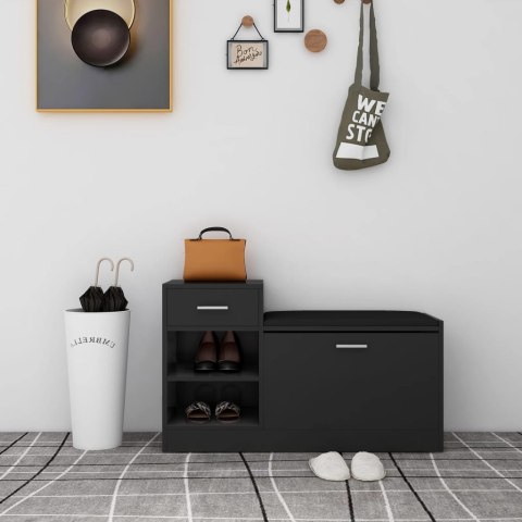 ŁAWKA Z MIEJSCEM NA BUTY CZARNA 94,5X31X57CM