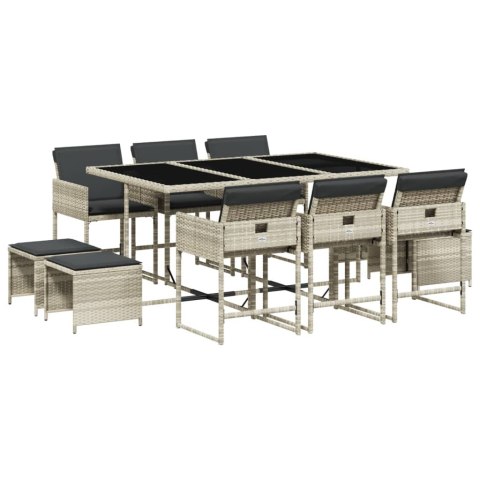 11-CZ. ZESTAW MEBLI DO OGRODU Z PODUSZKAMI JASNOSZARY RATTAN PE