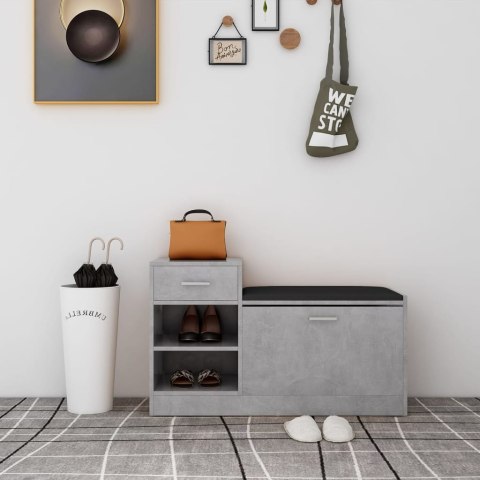 ŁAWKA Z MIEJSCEM NA BUTY SZAROŚĆ BETONU 94,5X31X57CM PŁYTA