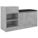ŁAWKA Z MIEJSCEM NA BUTY SZAROŚĆ BETONU 94,5X31X57CM PŁYTA