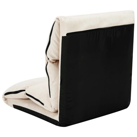 SKŁADANE KRZESŁO PODŁOGOWE KREMOWE MIKROFIBRA