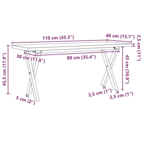STOLIK KAWOWY Z NOGAMI W KSZTAŁCIE LITERYX110X40X45,5CM