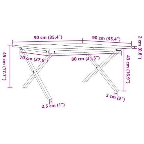 STOLIK KAWOWY Z NOGAMI W KSZTAŁCIE LITERYX90X90X45CM