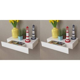 PÓŁKI WISZĄCE Z SZUFLADAMI 2 SZT BIAŁE 48CM