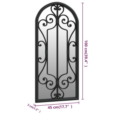 LUSTRO OGRODOWE CZARNE 100X45CM ŻELAZNA RAMA