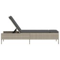 LEŻAK OGRODOWY Z PODUSZKĄ JASNOSZARY POLIRATTAN