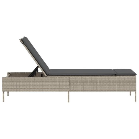 LEŻAK OGRODOWY Z PODUSZKĄ JASNOSZARY POLIRATTAN