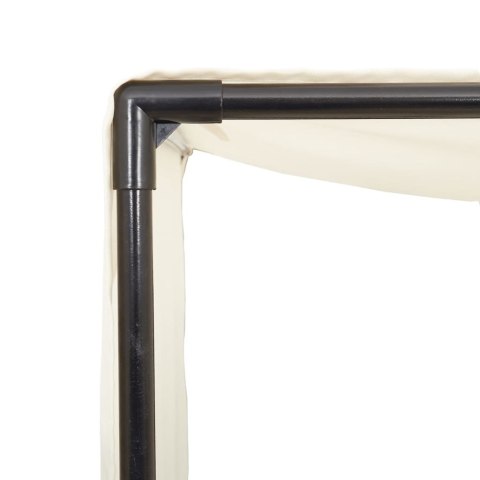 PODWÓJNA LEŻANKA Z DASZKIEM I ZASŁONAMI BEŻOWY POLIRATTAN