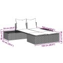 PODWÓJNA LEŻANKA Z PODUSZKAMI JASNOSZARA POLIRATTAN