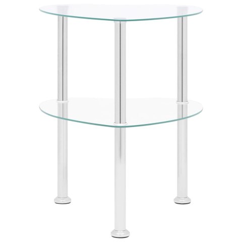 2-POZIOMOWY STOLIK 38X38X50CM PRZEZROCZYSTE SZKŁO HARTOWANE