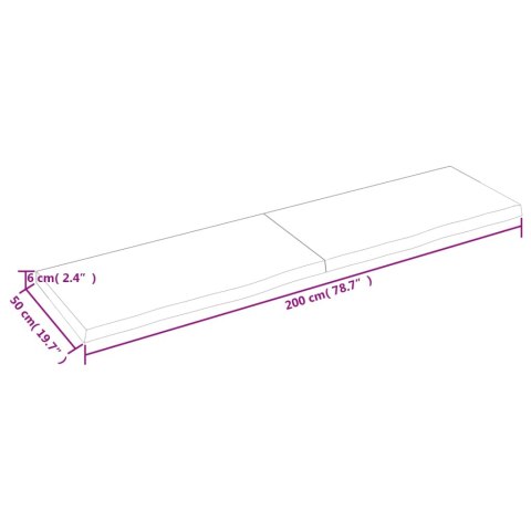 BLAT DO ŁAZIENKI CIEMNOBRĄZOWY 200X50X(2-6)CM LITE DREWNO