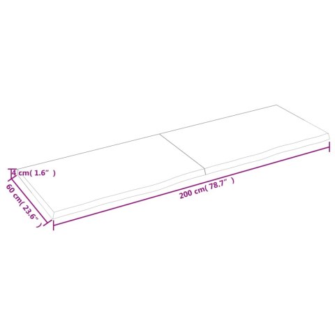 BLAT DO ŁAZIENKI CIEMNOBRĄZOWY 200X60X(2-4)CM LITE DREWNO