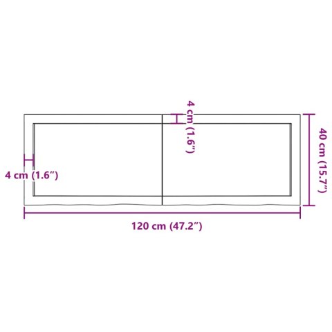 BLAT DO ŁAZIENKI CIEMNOBRĄZOWY 120X40X(2-6)CM LITE DREWNO