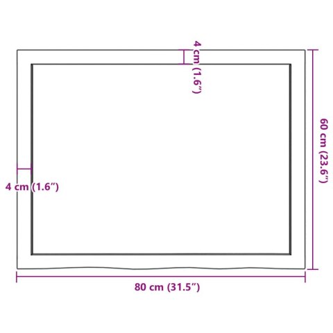 BLAT DO ŁAZIENKI CIEMNOBRĄZOWY 80X60X(2-4)CM LITE DREWNO