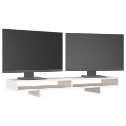 PODSTAWKA NA MONITOR BIAŁA 100X27X14CM LITE DREWNO SOSNOWE