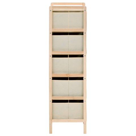 REGAŁ Z 5 KOSZAMI Z TKANINY DREWNO CEDROWE BEŻOWY