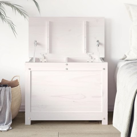 SKRZYNIA DO PRZECHOWYWANIA BIAŁA 60X32X45,5CM LITA SOSNA