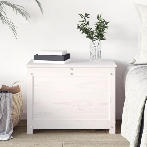 SKRZYNIA DO PRZECHOWYWANIA BIAŁA 60X32X45,5CM LITA SOSNA