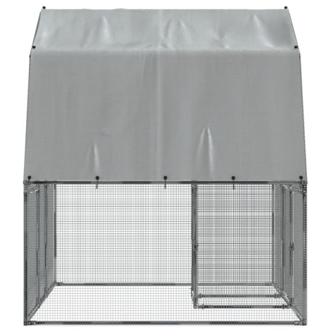 KLATKI DLA KUR 2 SZT. Z ZADASZENIEM I DRZWICZKAMI SREBRNE