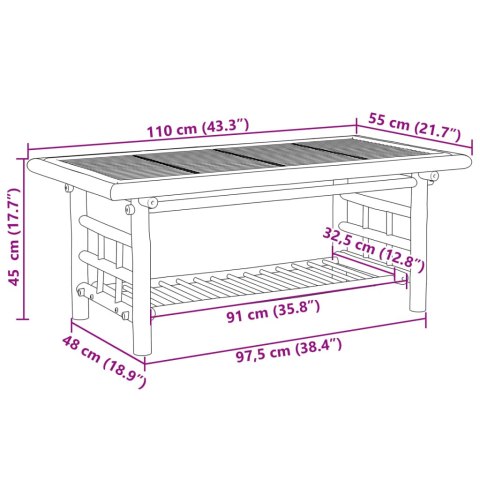 STOLIK KAWOWY 110X55X45CM BAMBUSOWY