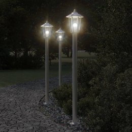 LAMPA OGRODOWA NA SŁUPKU SREBRNA 120CM STAL NIERDZEWNA