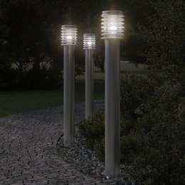 LAMPA OGRODOWA NA SŁUPKU SREBRNA 100CM STAL NIERDZEWNA