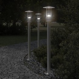 LAMPA OGRODOWA NA SŁUPKU SREBRNA 100CM STAL NIERDZEWNA