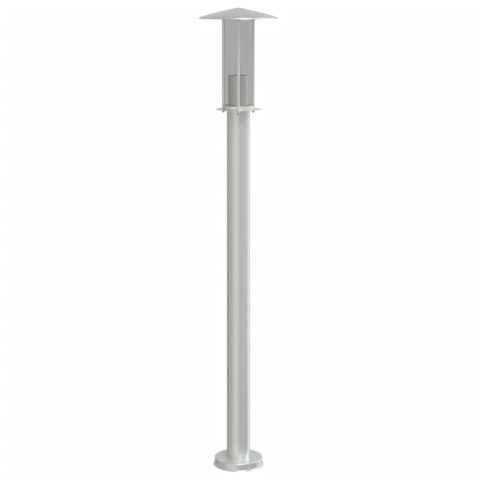 LAMPA OGRODOWA NA SŁUPKU SREBRNA 100CM STAL NIERDZEWNA