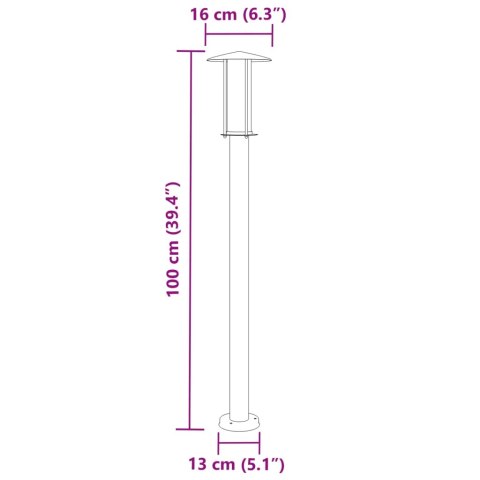 LAMPA OGRODOWA NA SŁUPKU SREBRNA 100CM STAL NIERDZEWNA