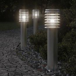 LAMPA OGRODOWA NA SŁUPKU Z GNIAZDKIEM SREBRNA 60CM STAL