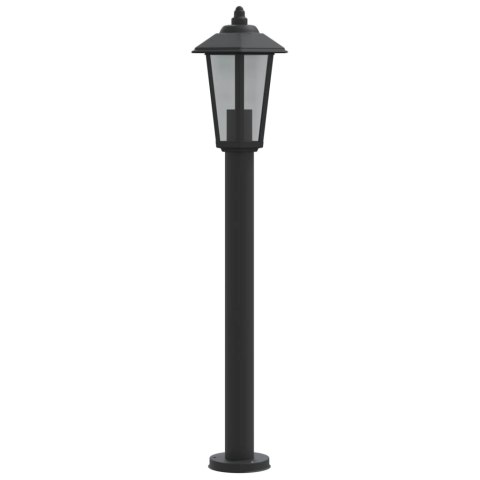 LAMPY OGRODOWE NA SŁUPKU 3 SZT CZARNE 80CM STAL NIERDZEWNA