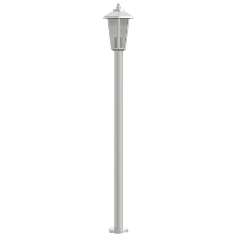 LAMPY OGRODOWE NA SŁUPKU 3 SZT. SREBRNE 120CM STAL