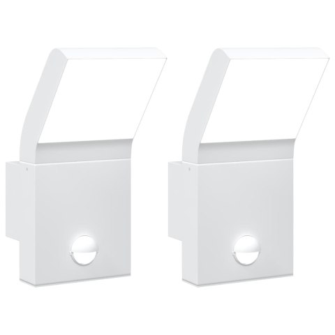 ZEWNĘTRZNE KINKIETY LED Z CZUJNIKAMI 2 SZT. BIAŁE ALUMINIUM