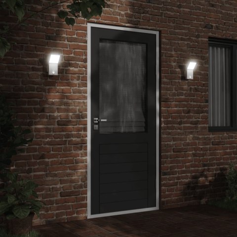 ZEWNĘTRZNE KINKIETY LED Z CZUJNIKAMI 2 SZT. BIAŁE ALUMINIUM
