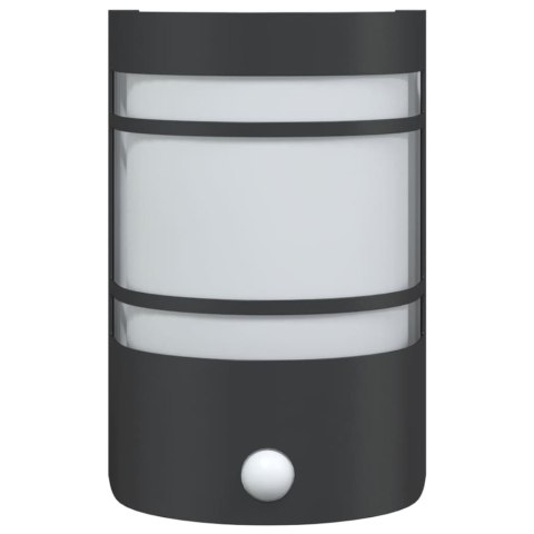 KINKIET ZEWNĘTRZNY Z CZUJNIKIEM RUCHU CZARNY STAL NIERDZEWNA