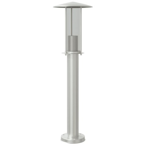 LAMPA OGRODOWA NA SŁUPKU SREBRNA 60CM STAL NIERDZEWNA