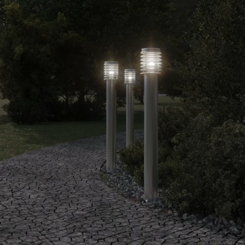 LAMPA OGRODOWA NA SŁUPKU Z GNIAZDKIEM SREBRNA 110CM STAL