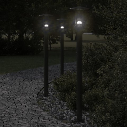 LAMPY OGRODOWE NA SŁUPKU 3 SZT. CZARNE 100CM STAL