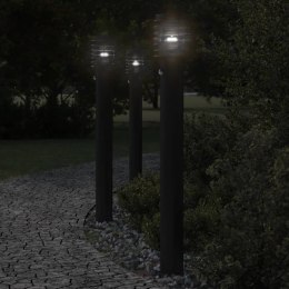 LAMPY OGRODOWE NA SŁUPKU Z CZUJNIKIEM 3 SZT. CZARNE 110CM