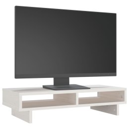 PODSTAWKA NA MONITOR BIAŁA 60X27X14CM LITE DREWNO SOSNOWE