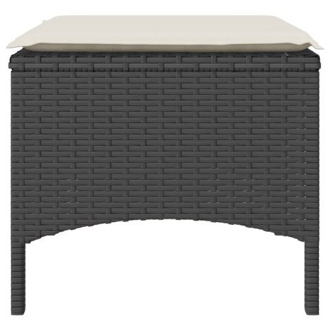 2-OS. SOFA OGRODOWA ZE STOLIKIEM I STOŁKAMI CZARNA POLIRATTAN