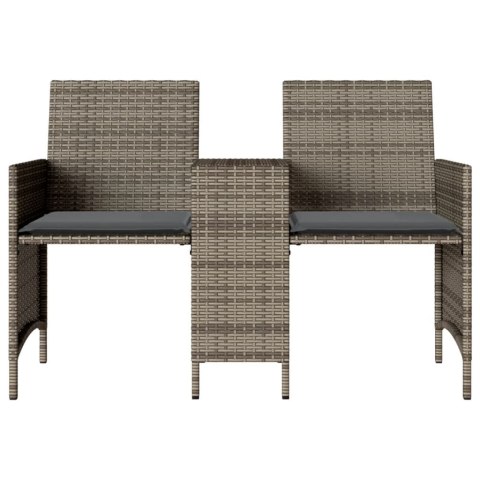 2-OS. SOFA OGRODOWA ZE STOLIKIEM I STOŁKAMI SZARA POLIRATTAN