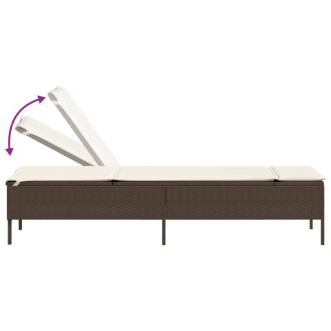 LEŻAKI Z PODUSZKAMI 2 SZT. BRĄZOWE POLIRATTAN