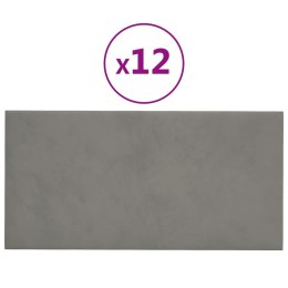 PANELE ŚCIENNE 12 SZT. JASNOSZARE 30X15CM AKSAMIT 0,54M²