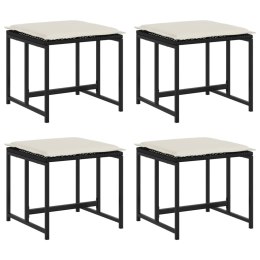 STOŁKI OGRODOWE Z PODUSZKAMI 4 SZT. CZARNE POLIRATTAN